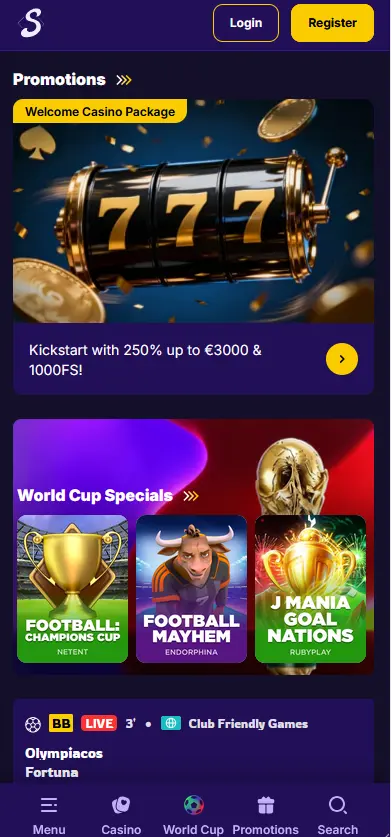 Mobile Ansicht von Onestep Casino auf dem Smartphone