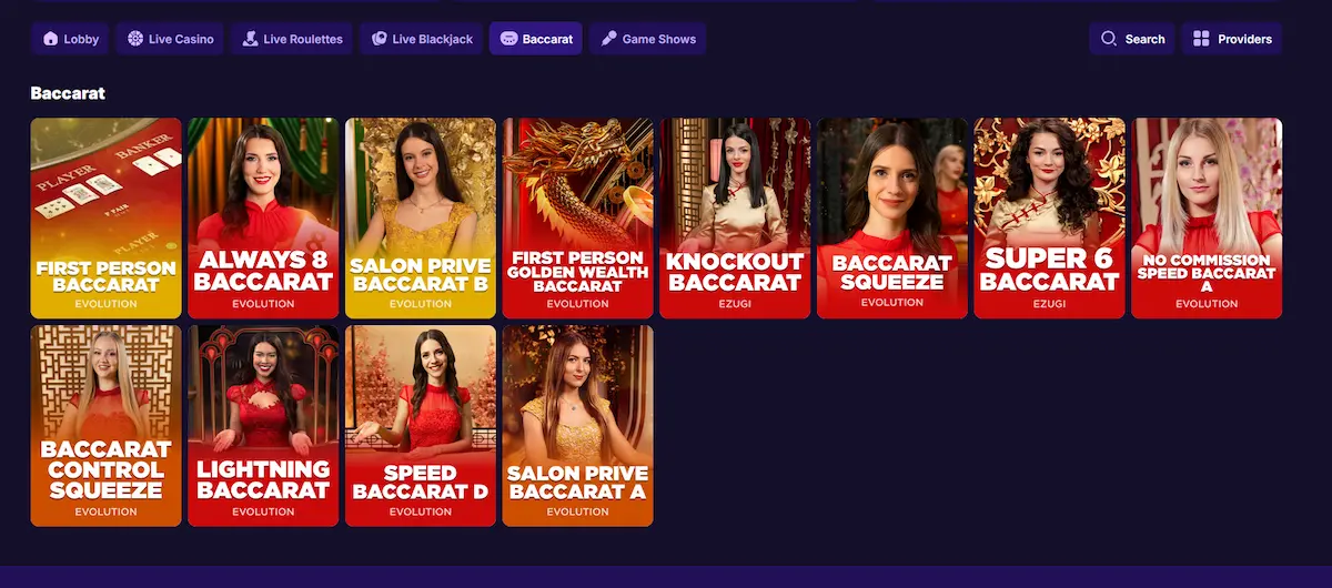 Live-Baccarat-Tisch bei Onestep Casino