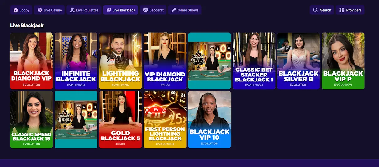 Live-Blackjack-Tisch bei Onestep Casino